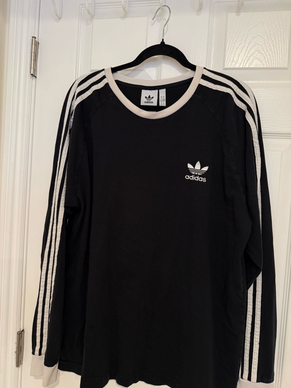 adidas Black Long Sleeve Shirt with White Stripes
